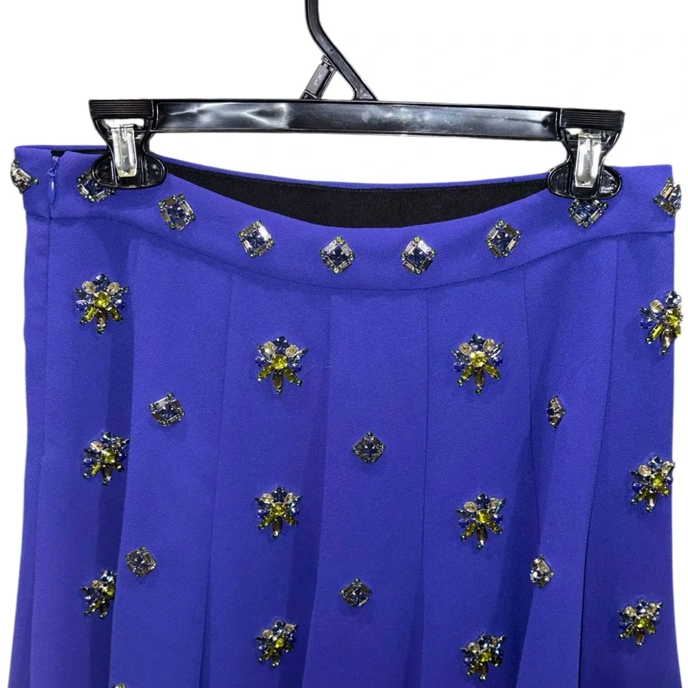 LN RARE J. Crew Collection Byzantine Purple Jeweled Cluster A-Line Skirt - 6